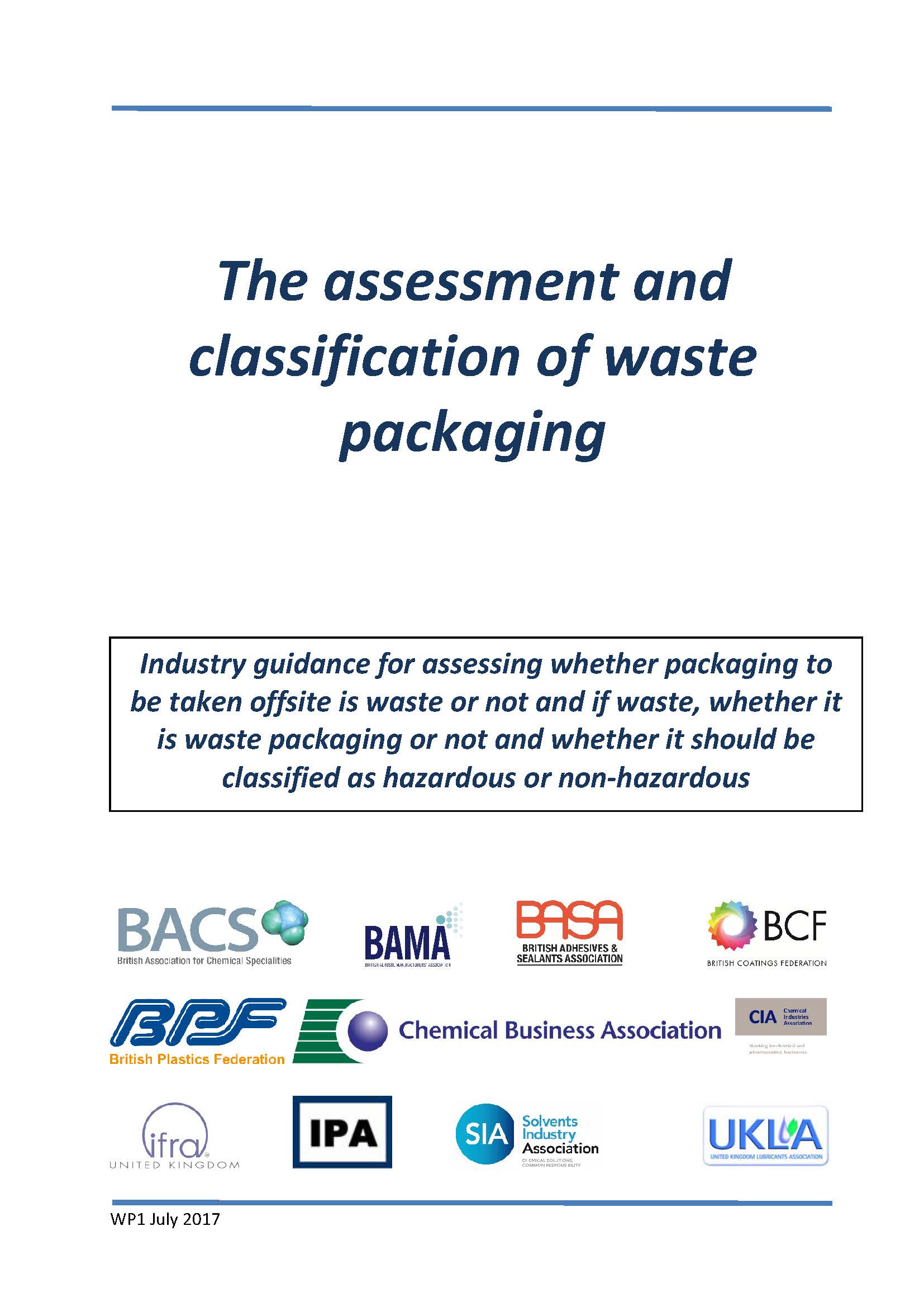 The Assessment and Classification of Waste Packaging